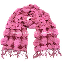 Lady′s Fashion Pink Winter Warm Chunky Ruffle Bubble Scarfs
